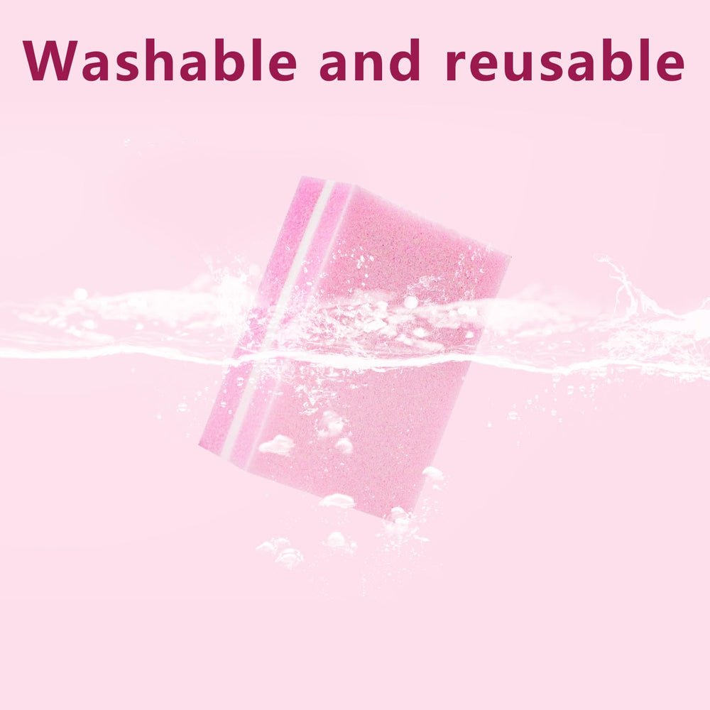 LNAUJS Nail Buffer Block pink set in use, demonstrating smooth shaping and edge work.