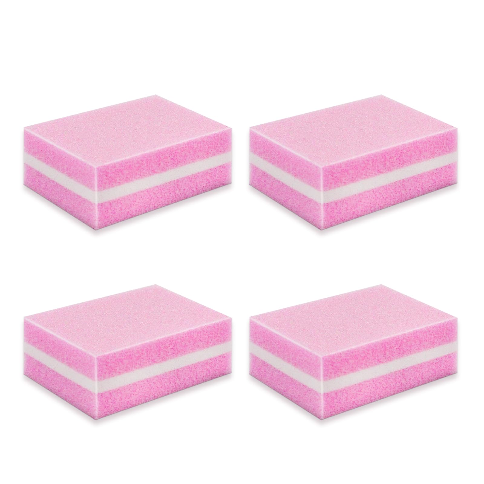 LNAUJS Nail Buffer Block pink top view, portable for travel touch-ups.
