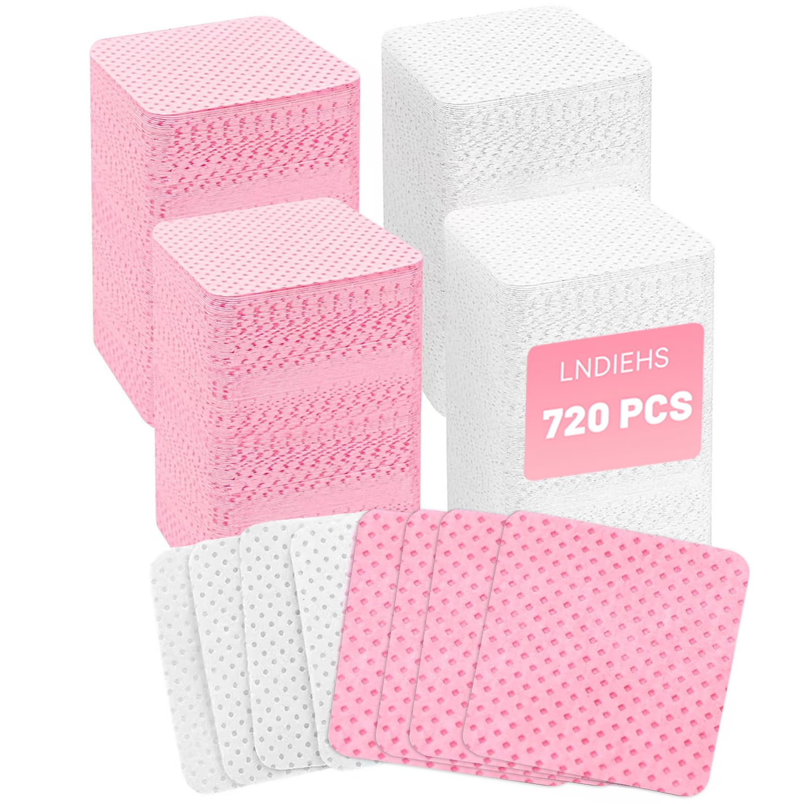 LNDIEHS 720pc nail wipes pack front view for salon and home use.