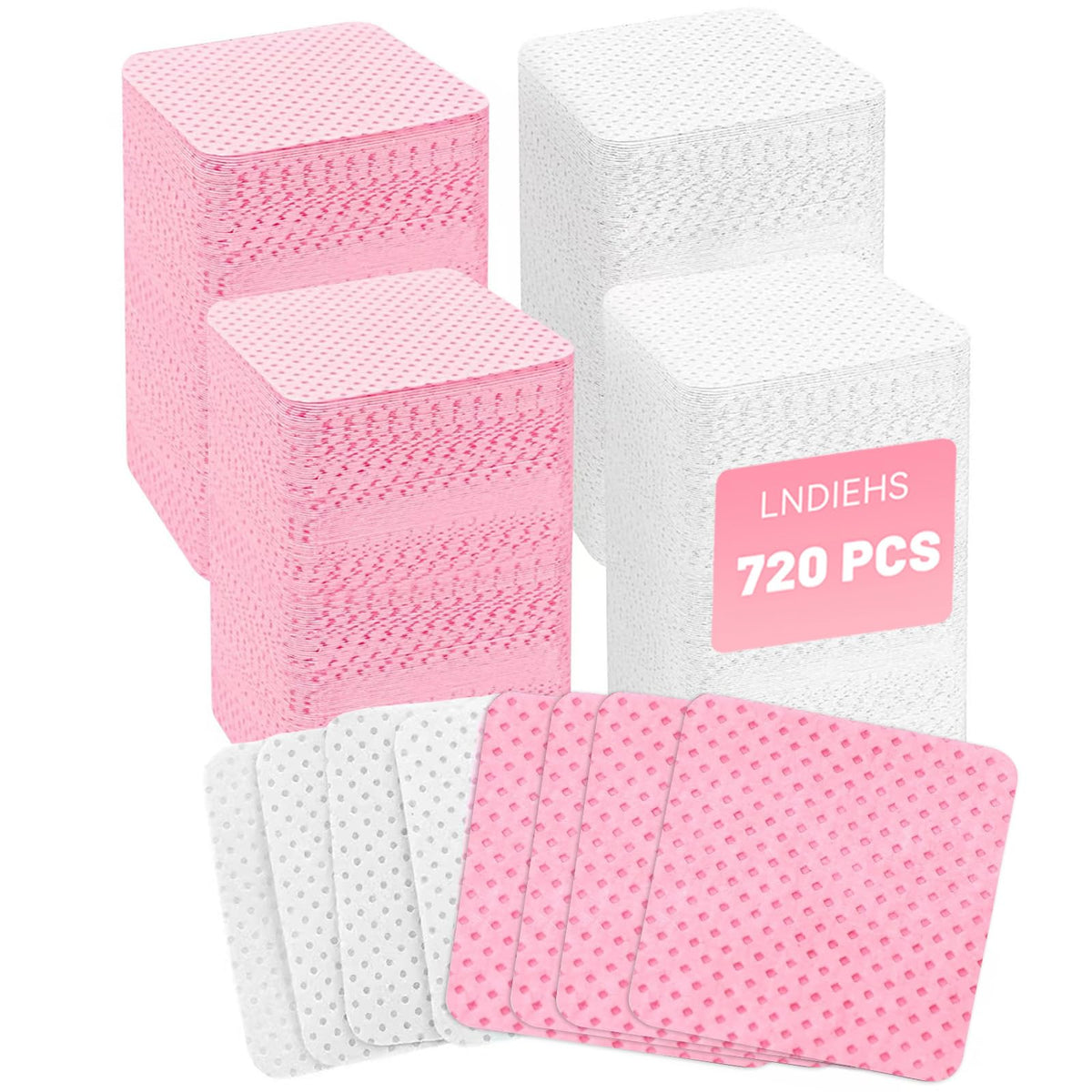 LNDIEHS 720pc nail wipes pack front view for salon and home use.