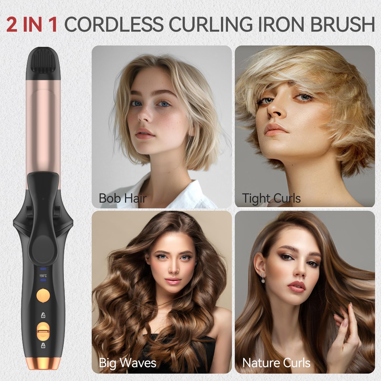 LNSTN cordless curling iron rechargeable for on-the-go styling.