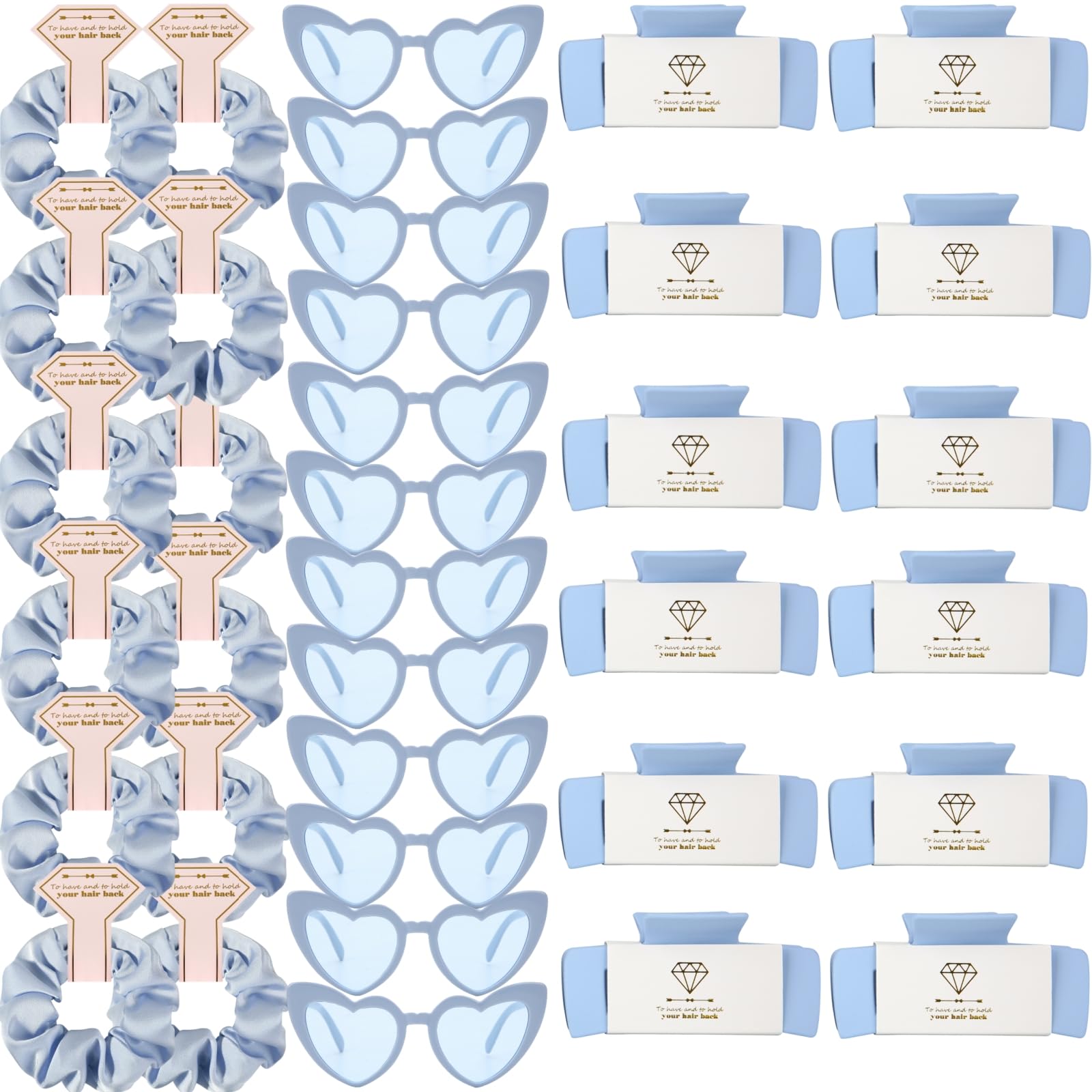 Loanzeg bridesmaid scrunchies in dusty blue for cohesive party gifts.