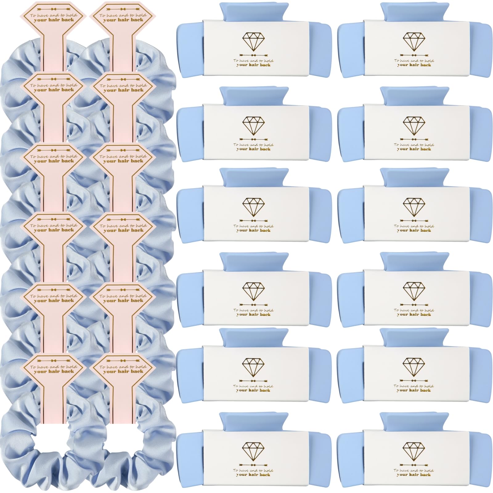 Loanzeg bridesmaid scrunchies in dusty blue for coordinated wedding party gifts.