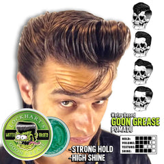 Lockhart’s Goon Grease hands-application demonstrates quick prep for versatile styles.
