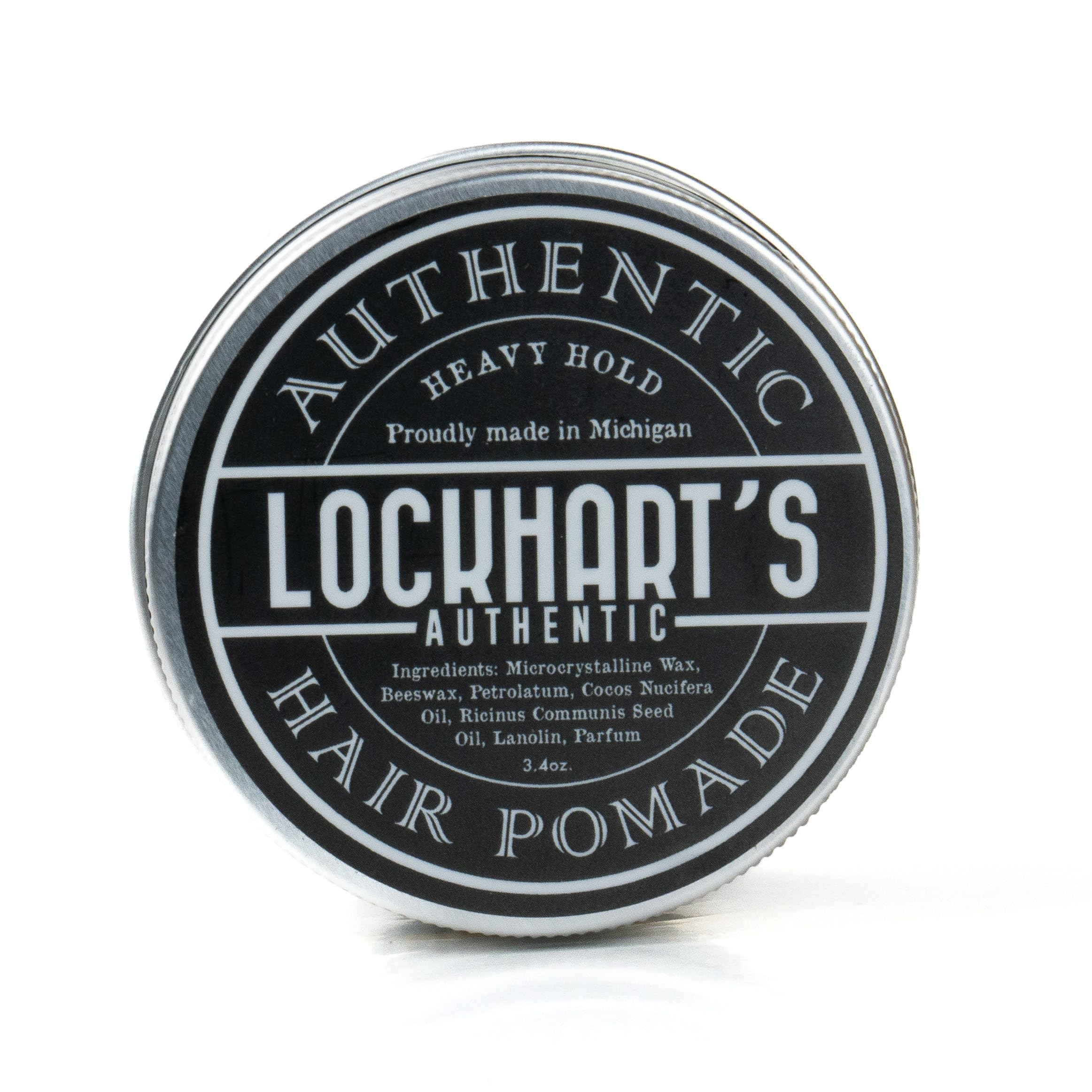Lockhart's Heavy Hold brand logo and container on shelf signaling premium humidity resistance