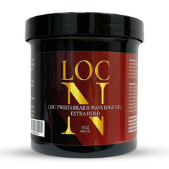 LOC N edge control gel ready for precise edge detailing on locs.