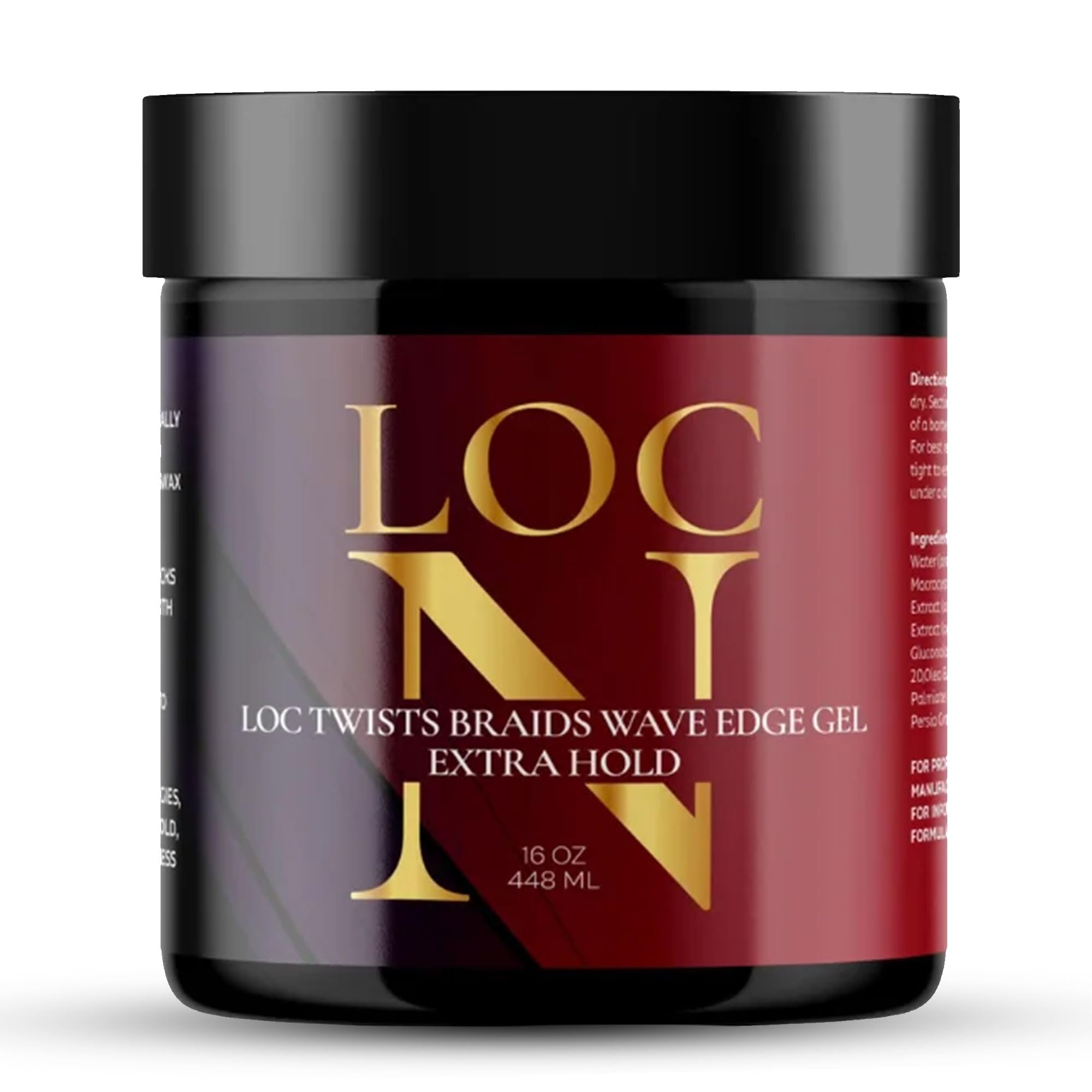 LOC N Twist Braids & Edge Gel bottle 16oz supports long-lasting styles and shine.
