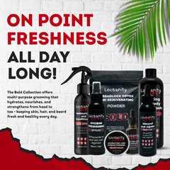 Locsanity Bold 3-in-1 Hydrating Shampoo cleanses hair, face, and body.