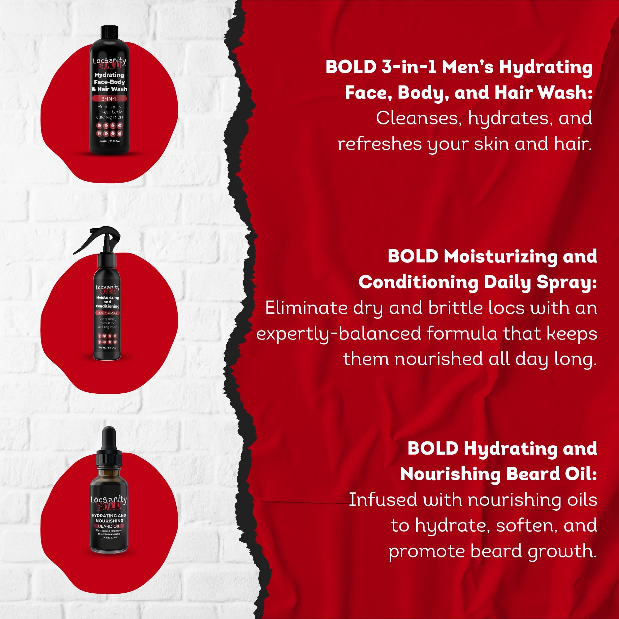 Locsanity Bold Beard Oil nourishes facial hair and skin.
