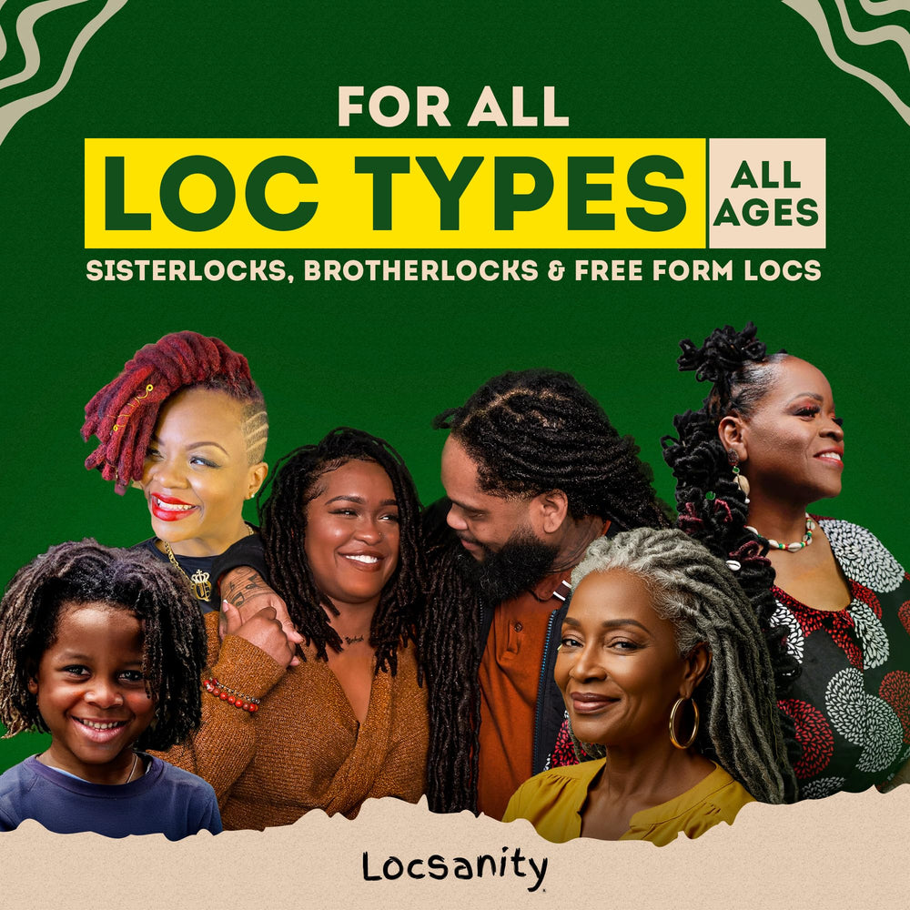 Locsanity Front label on bottle emphasizes natural hydration.