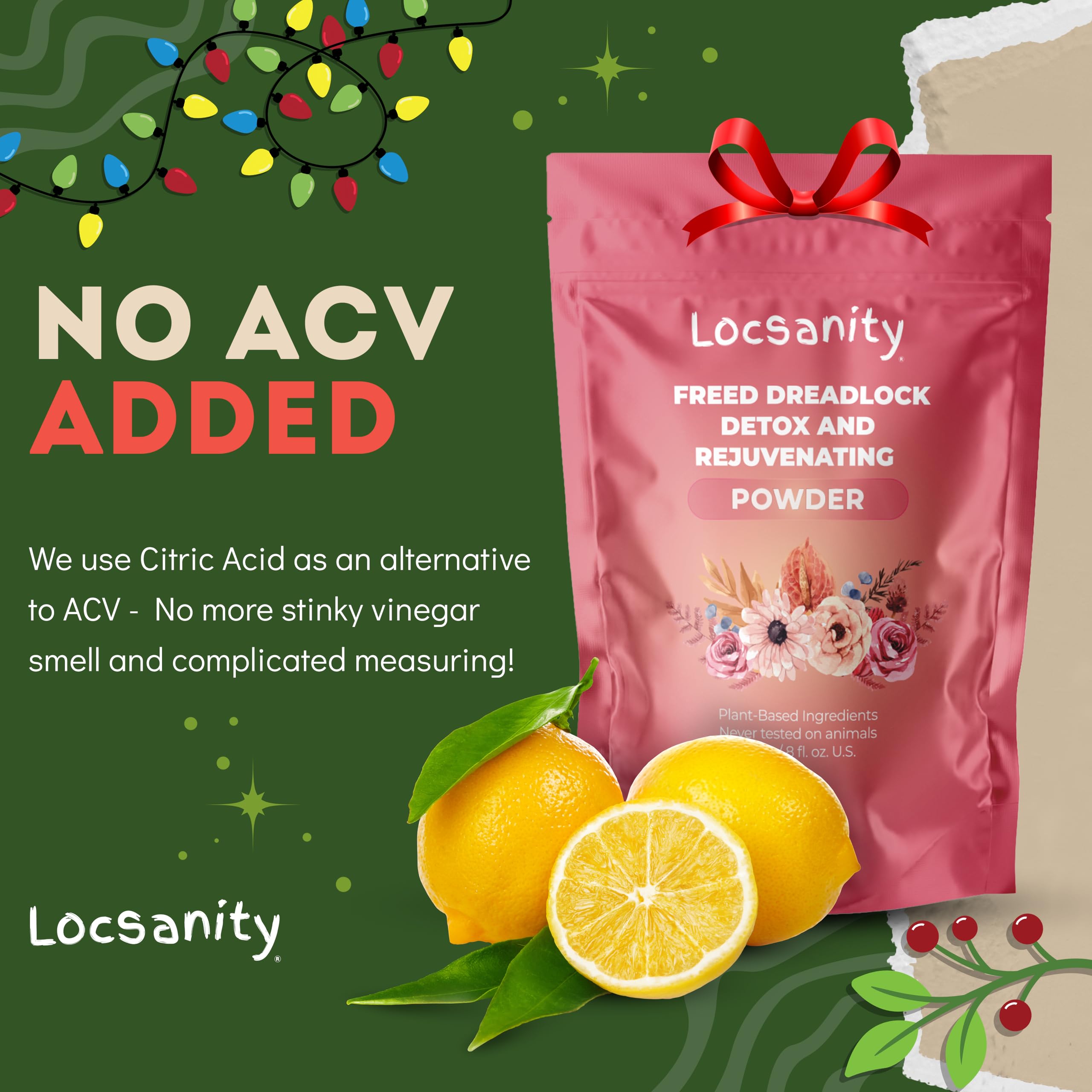 Locsanity detox ingredients close-up show natural plant-based formula.