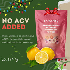 Locsanity detox ingredients close-up show natural plant-based formula.