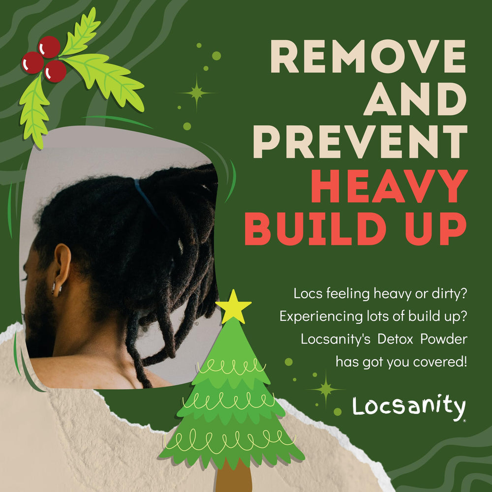 Locsanity detox powder being dispensed for buildup removal.