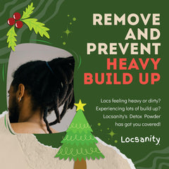 Locsanity detox powder being dispensed for buildup removal.