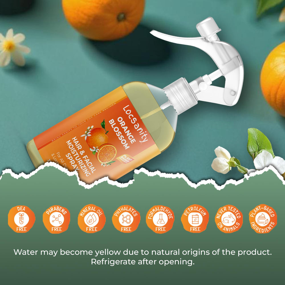 Fine mist being sprayed on hair for refresh and moisture