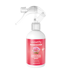 Locsanity Pure Rosewater Spray bottle ready for on-the-go hydration and refreshment.