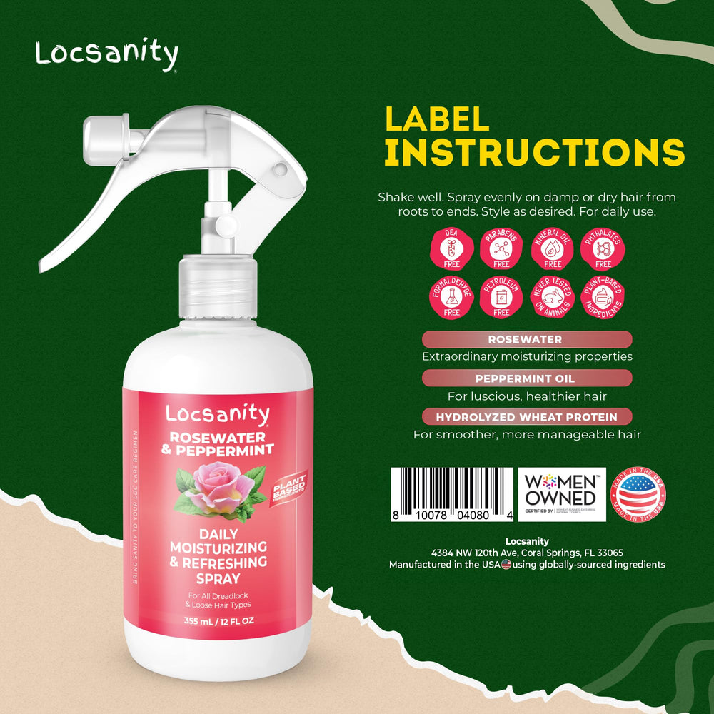 Locsanity spray mist on locs refreshing scalp and hair