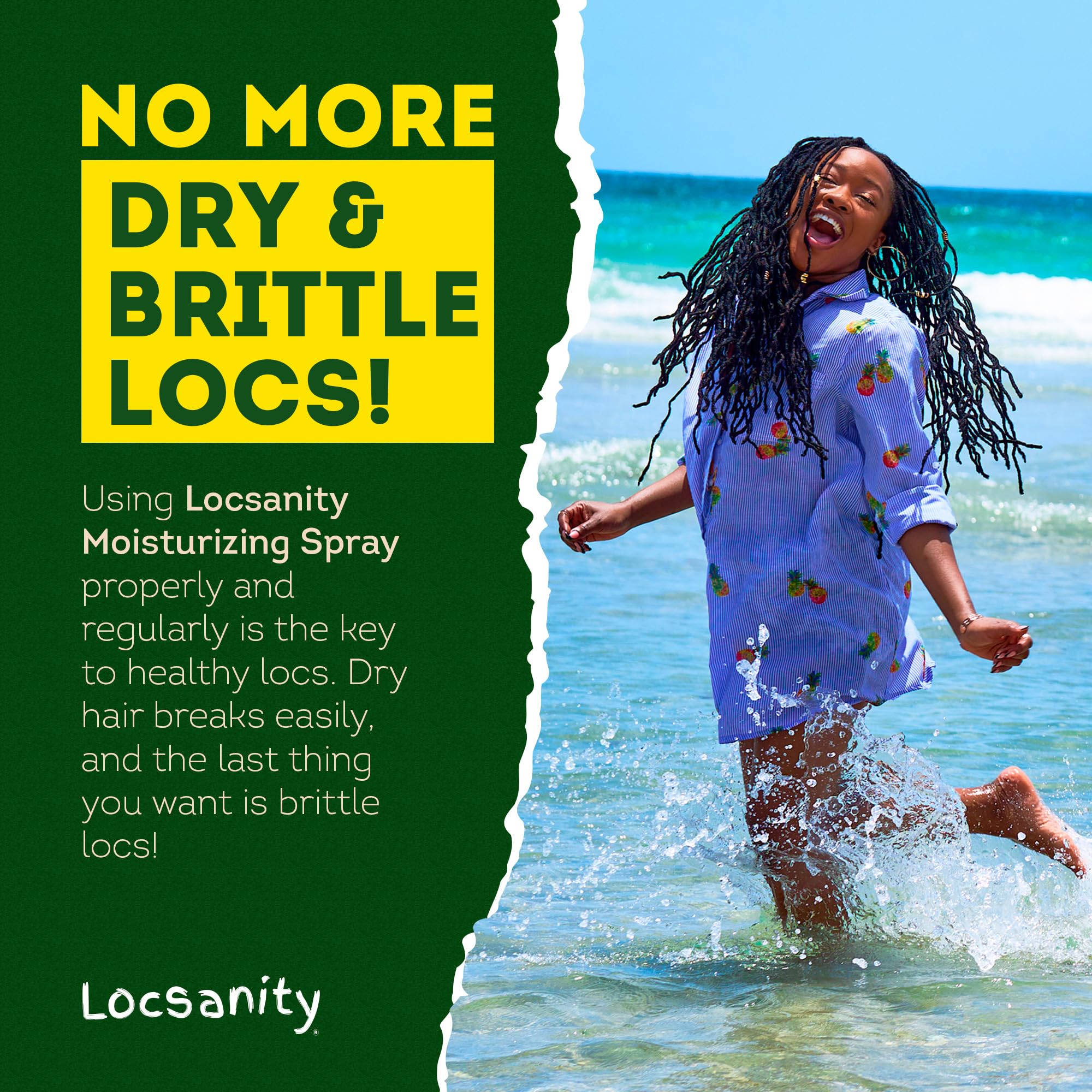 Locsanity Rosewater Peppermint spray bottles dreadlocks with soft shine.