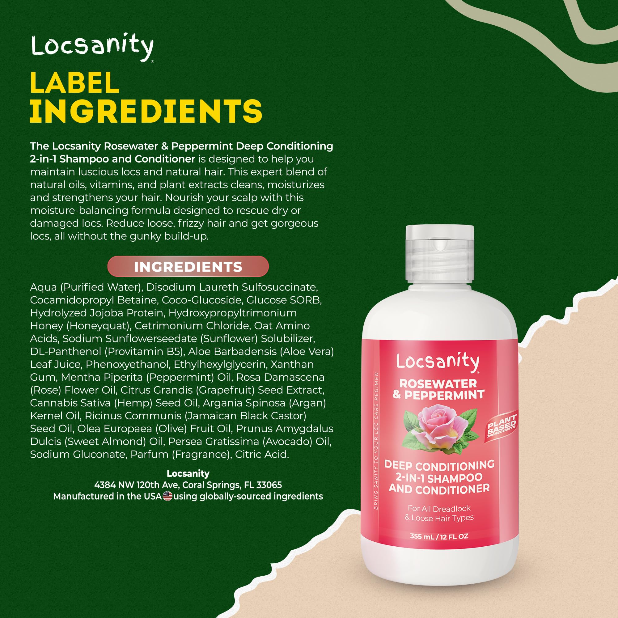 Graphic of rosewater Peppermint ingredients including grapefruit seed extract and coconut oil