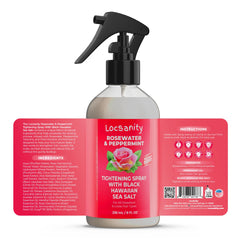 Locsanity Rosewater Peppermint Loccare Moisturizer bottle provides lightweight hydration