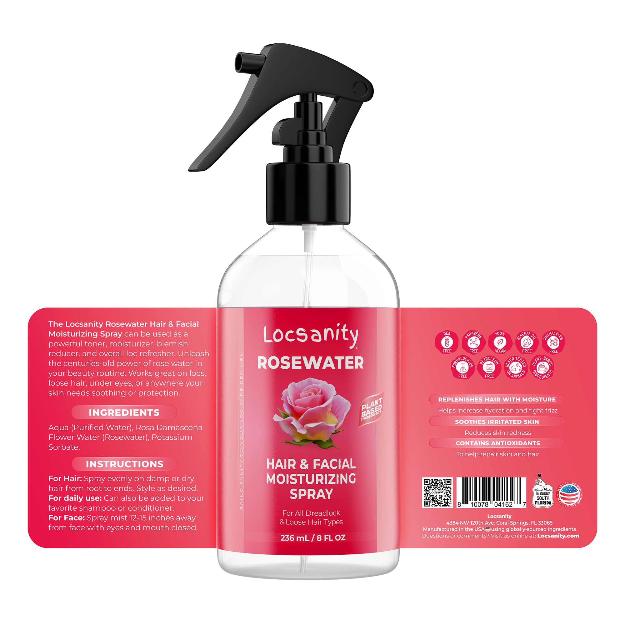 Locsanity Rosewater Peppermint Loccare Serum bottle nourishes ends for manageability