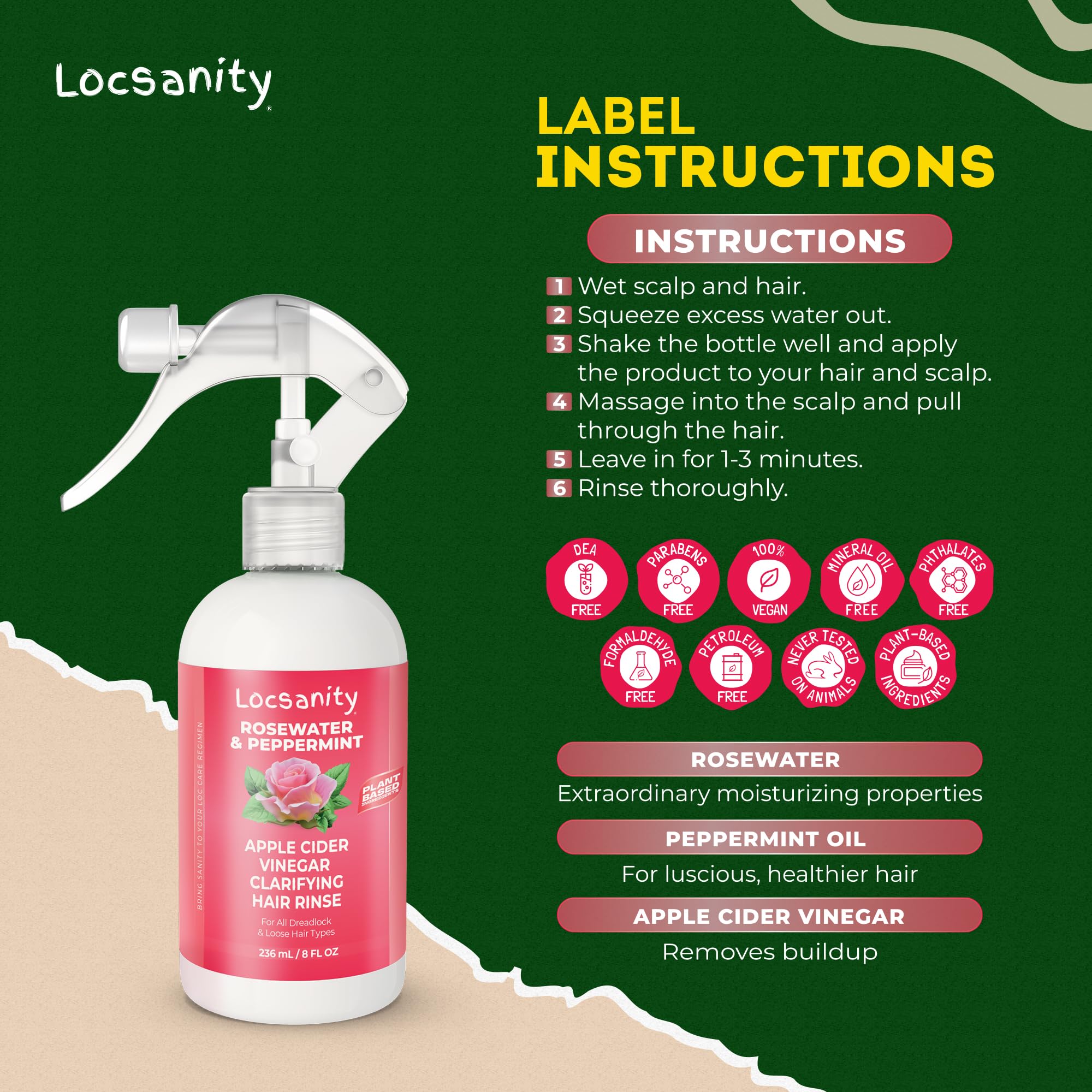 Locsanity Rosewater Peppermint rosewater scent close-up highlighting hydrating aroma.