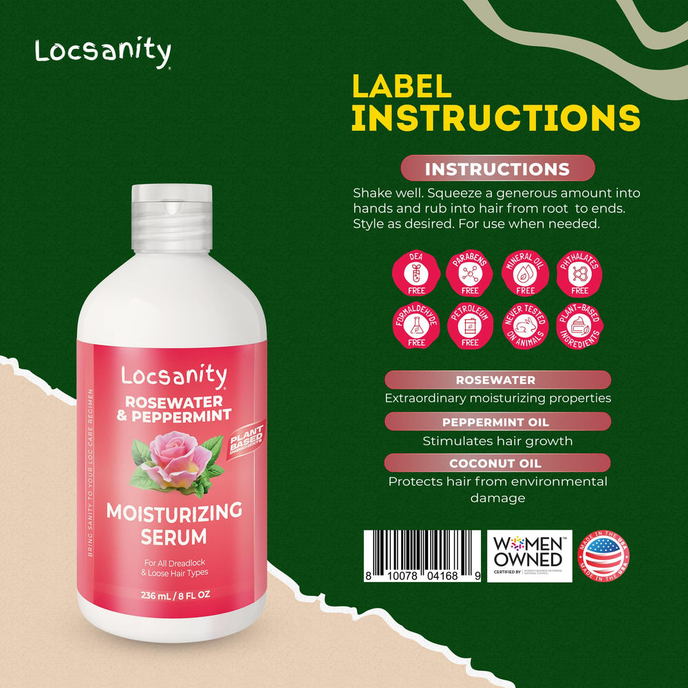 Locsanity Rosewater Peppermint Serum application on locs for even hydration