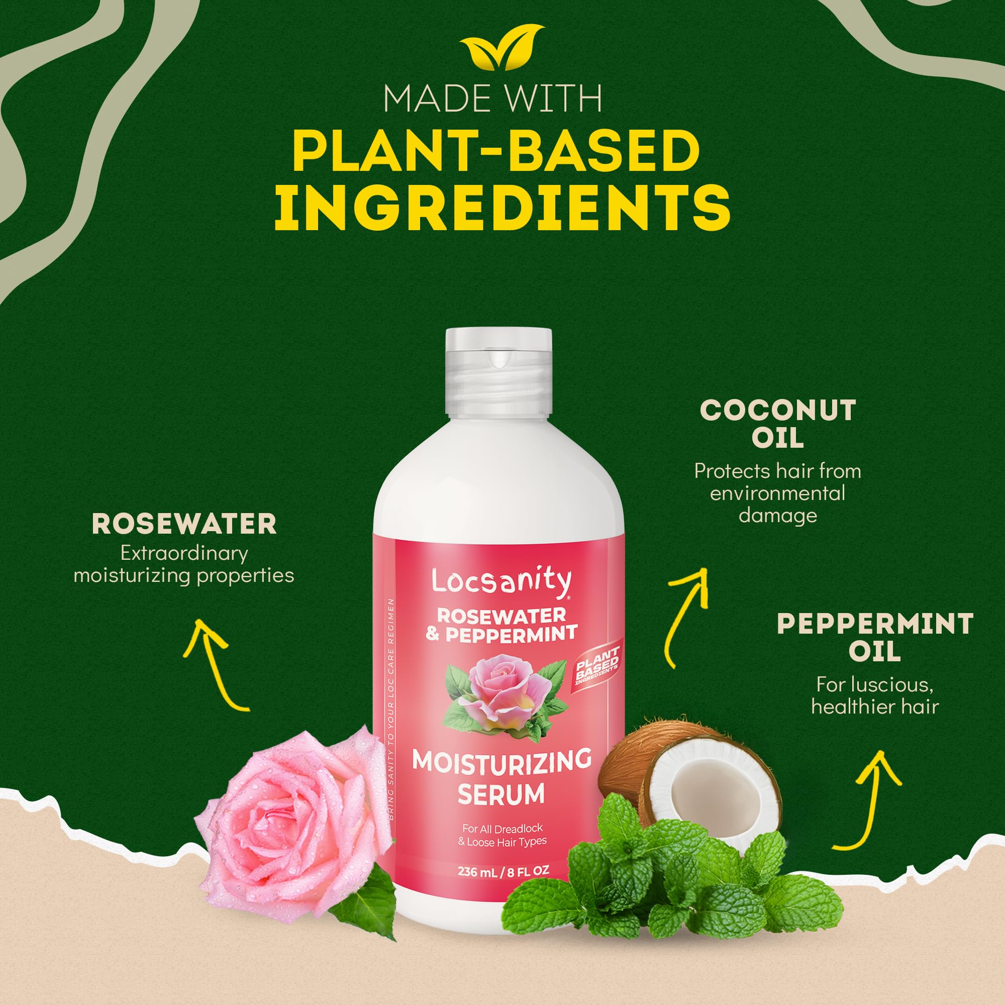 Locsanity Rosewater Peppermint Serum on scalp provides a cooling sensation