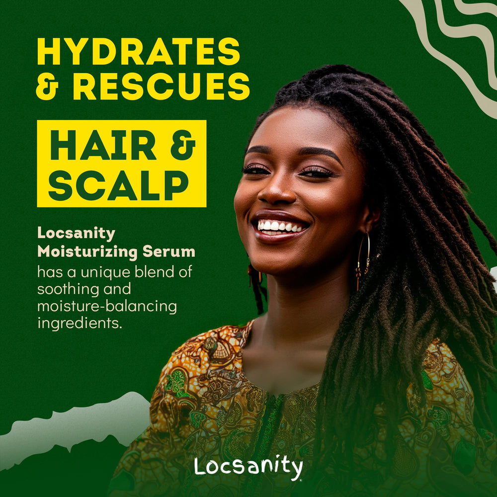 Locsanity Rosewater Peppermint Serum bottle close-up showing lightweight formula