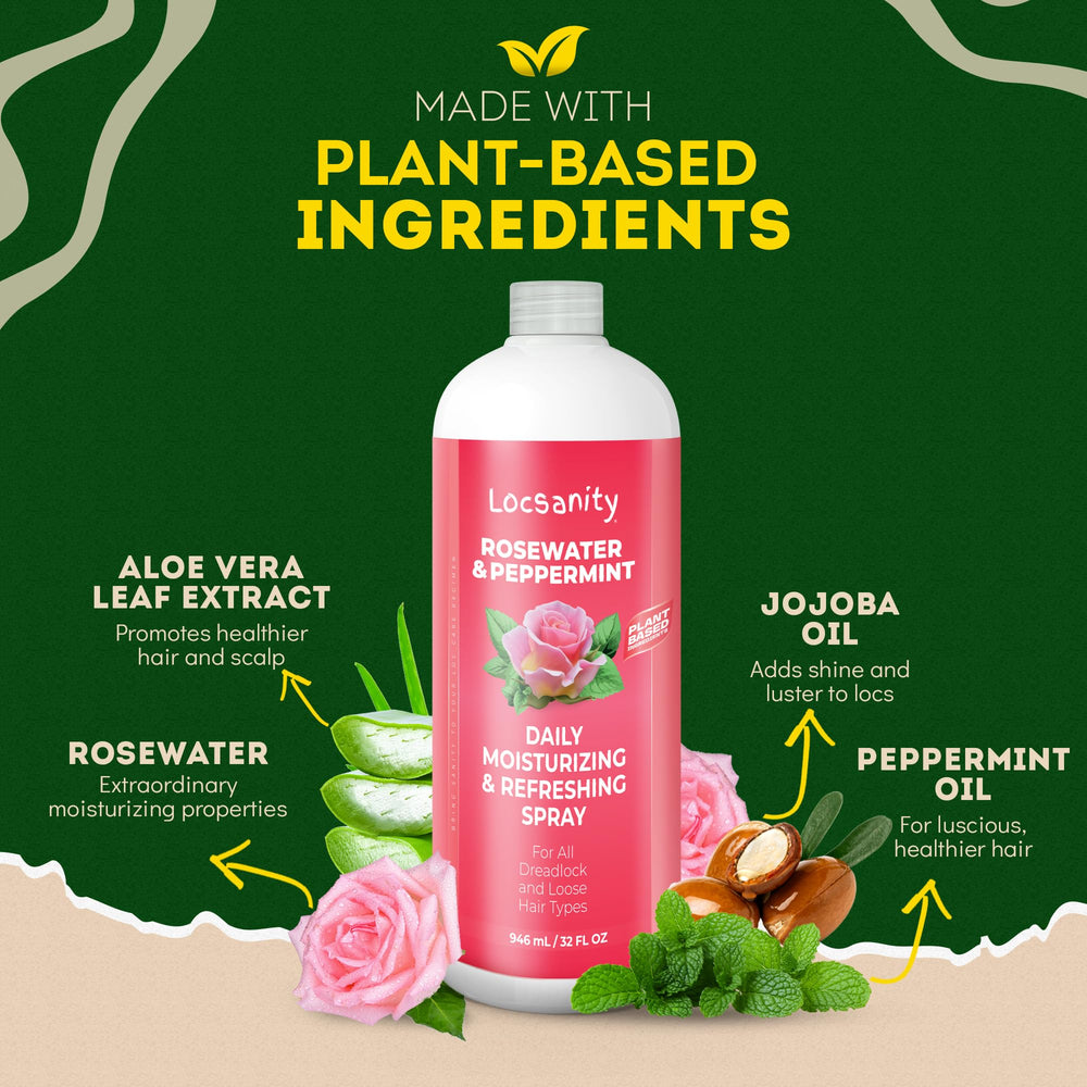 Locsanity spray stored on bathroom shelf after workouts