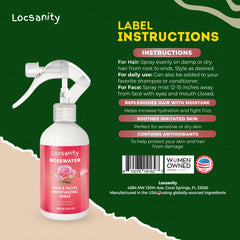 Locsanity Rosewater scalp soothing mist calms irritation and redness.