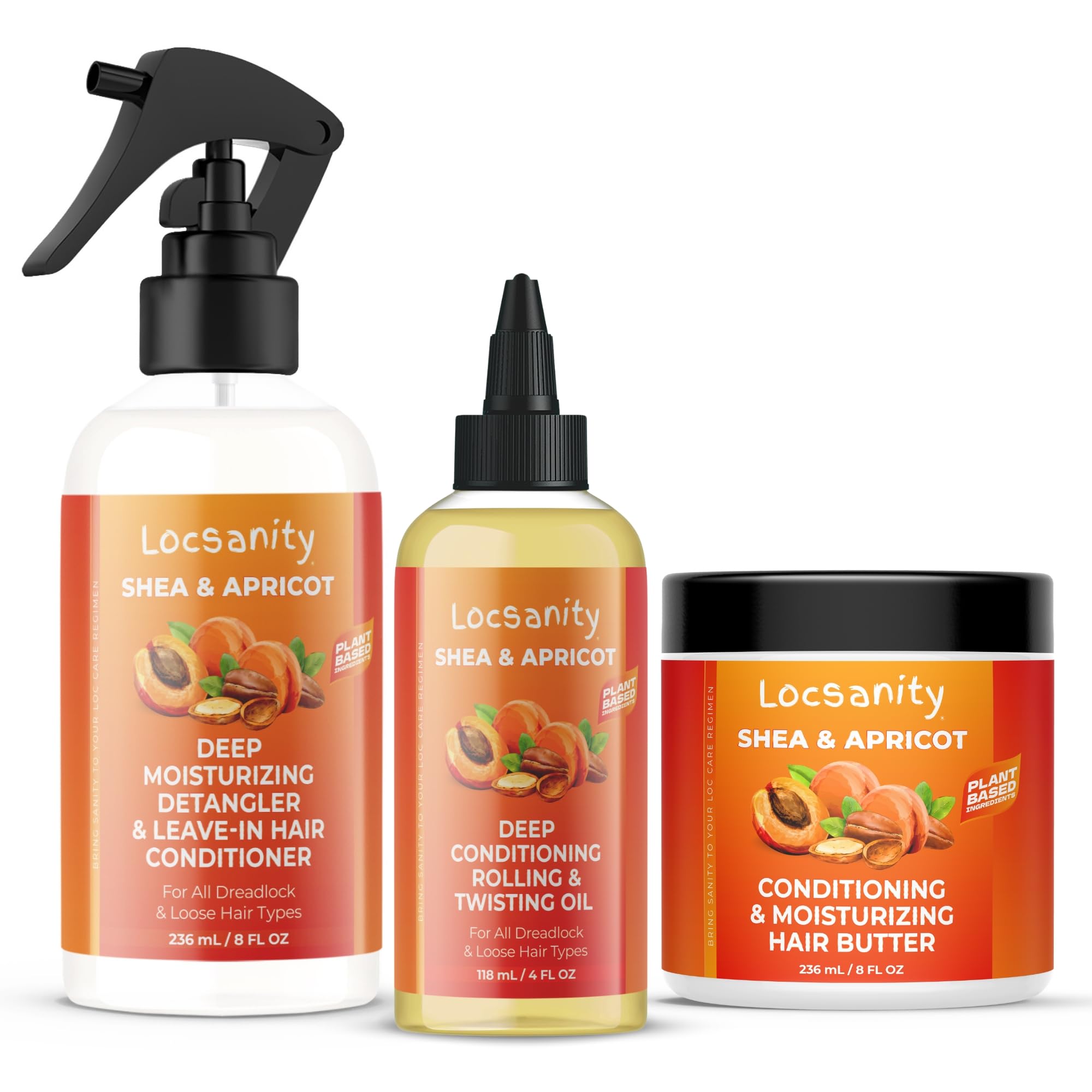 Locsanity Shea & Apricot Butter jar for rich moisture and soft, manageable hair.