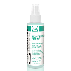 LOCssentials Sea Salt Tightening Spray bottle close-up for faster locs definition.