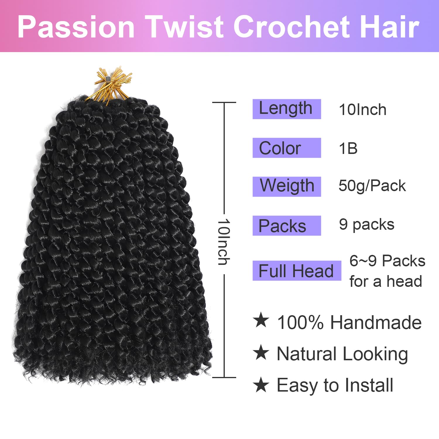 Lofnofu Passion Twist crochet hair package includes needle and rings