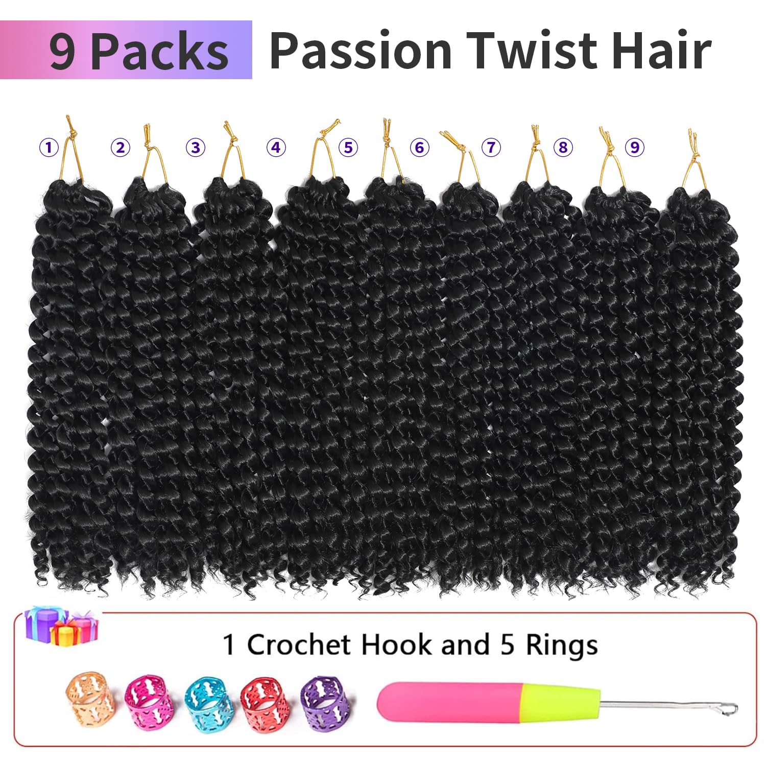 Lofnofu Passion Twist crochet hair pre looped strands close-up
