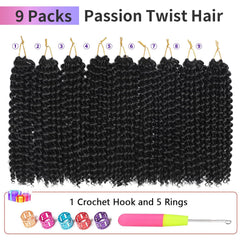 Lofnofu Passion Twist crochet hair pre looped strands close-up