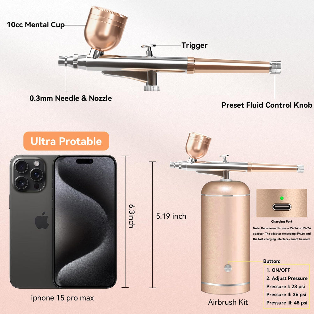LOISVI airbrush with three gear pressure settings for versatile effects