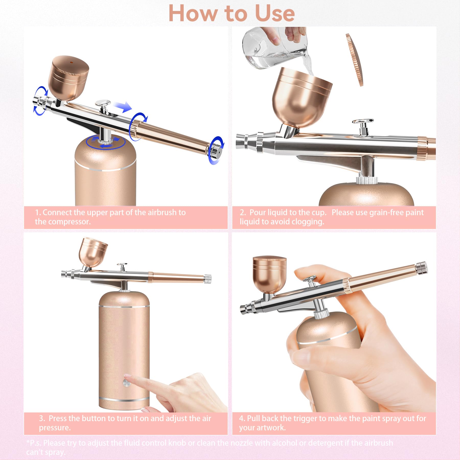 LOISVI airbrush USB charging setup for convenient power anywhere