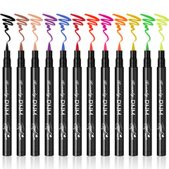 LOKFAR 12 color matte liquid eyeliner set swatches show vibrant neon shades for precise liner