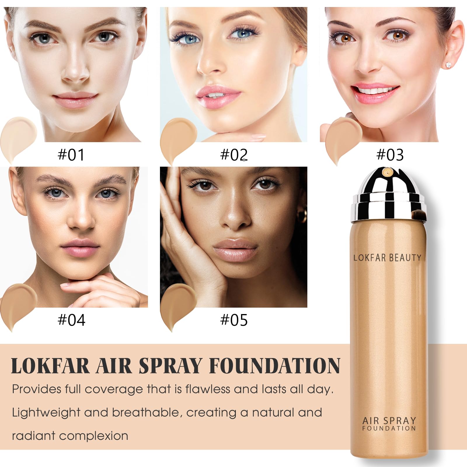 LOKFAR full-coverage foundation delivers a natural, long-lasting look.
