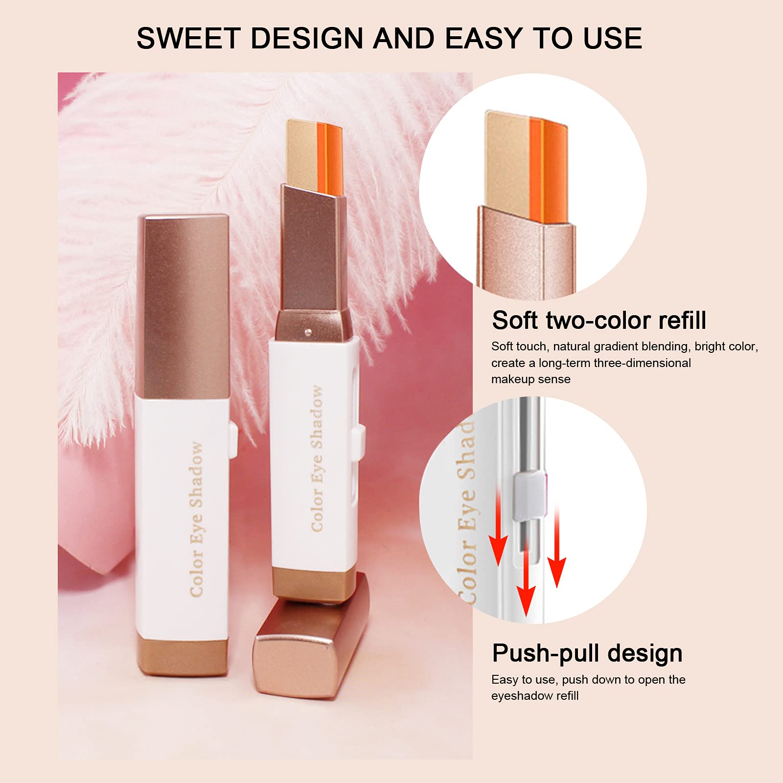 Lokfar glitter eyeshadow stick pink rose provides romantic shimmer and glow.