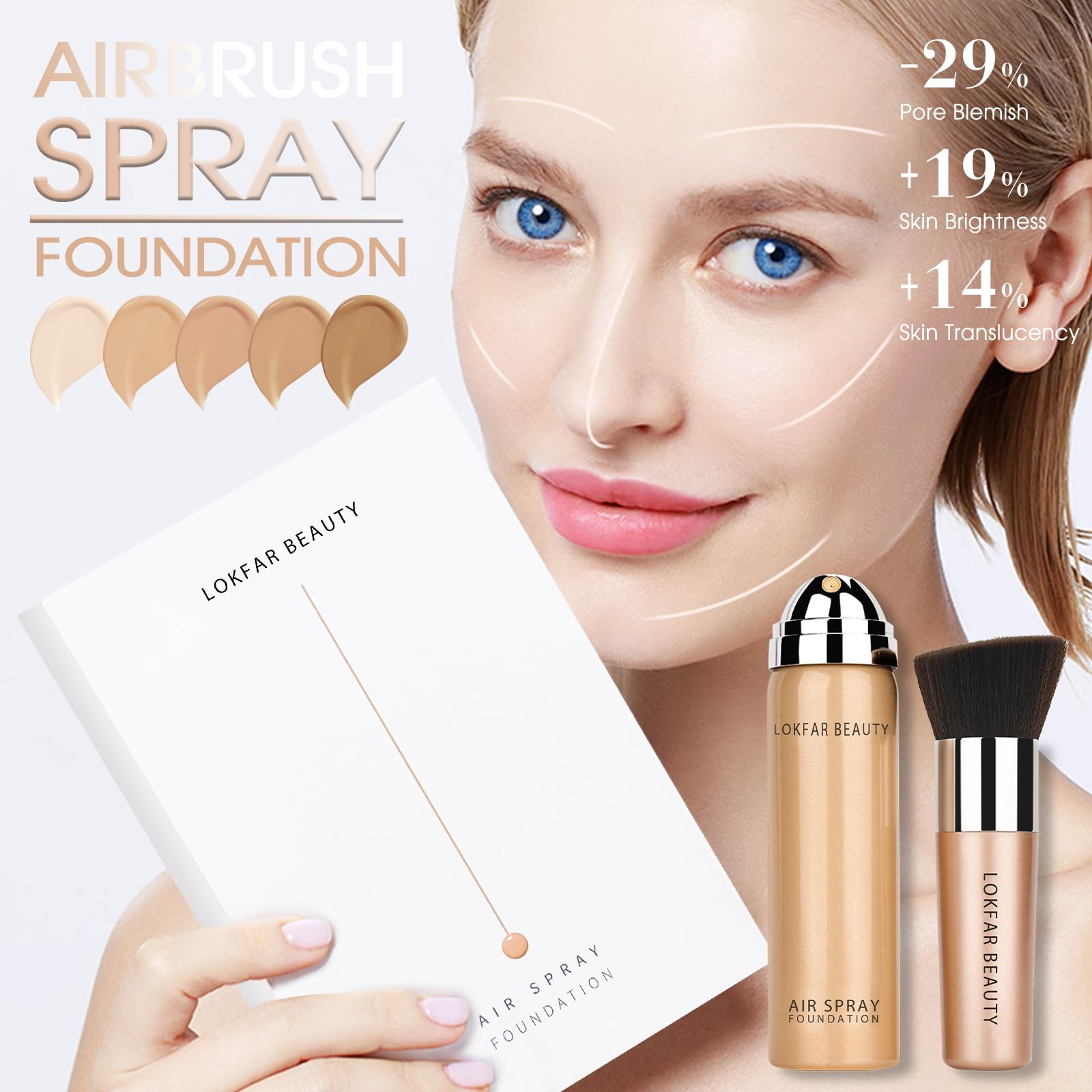 LOKFAR silky mist finish provides even coverage for radiant skin.