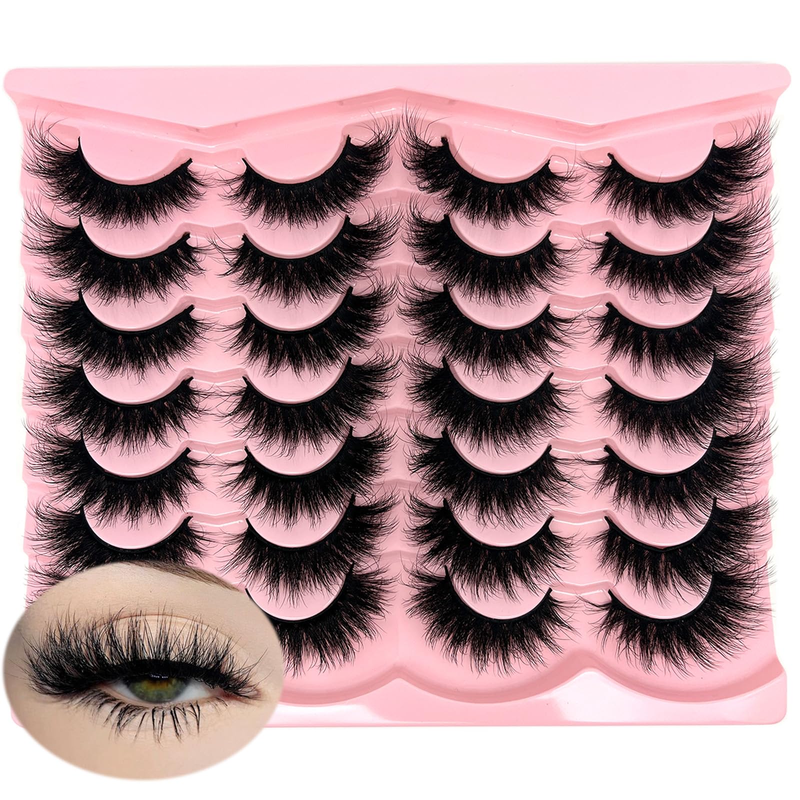 Loladook mink lashes strip cat-eye wispy d-curl for lightweight natural look