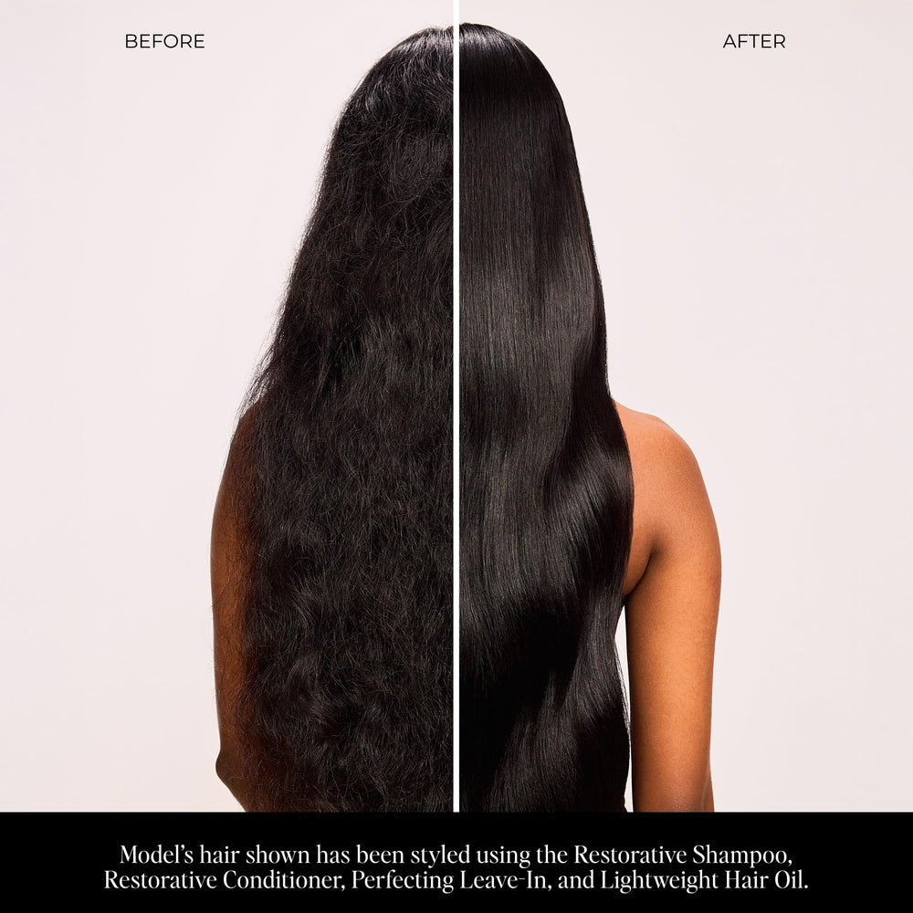 LolaVie Glossing Detangler closeup showing shine and frizz control.