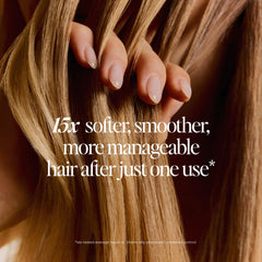 LolaVie Glossing Detangler applied to wet hair aids detangling and smoothness.