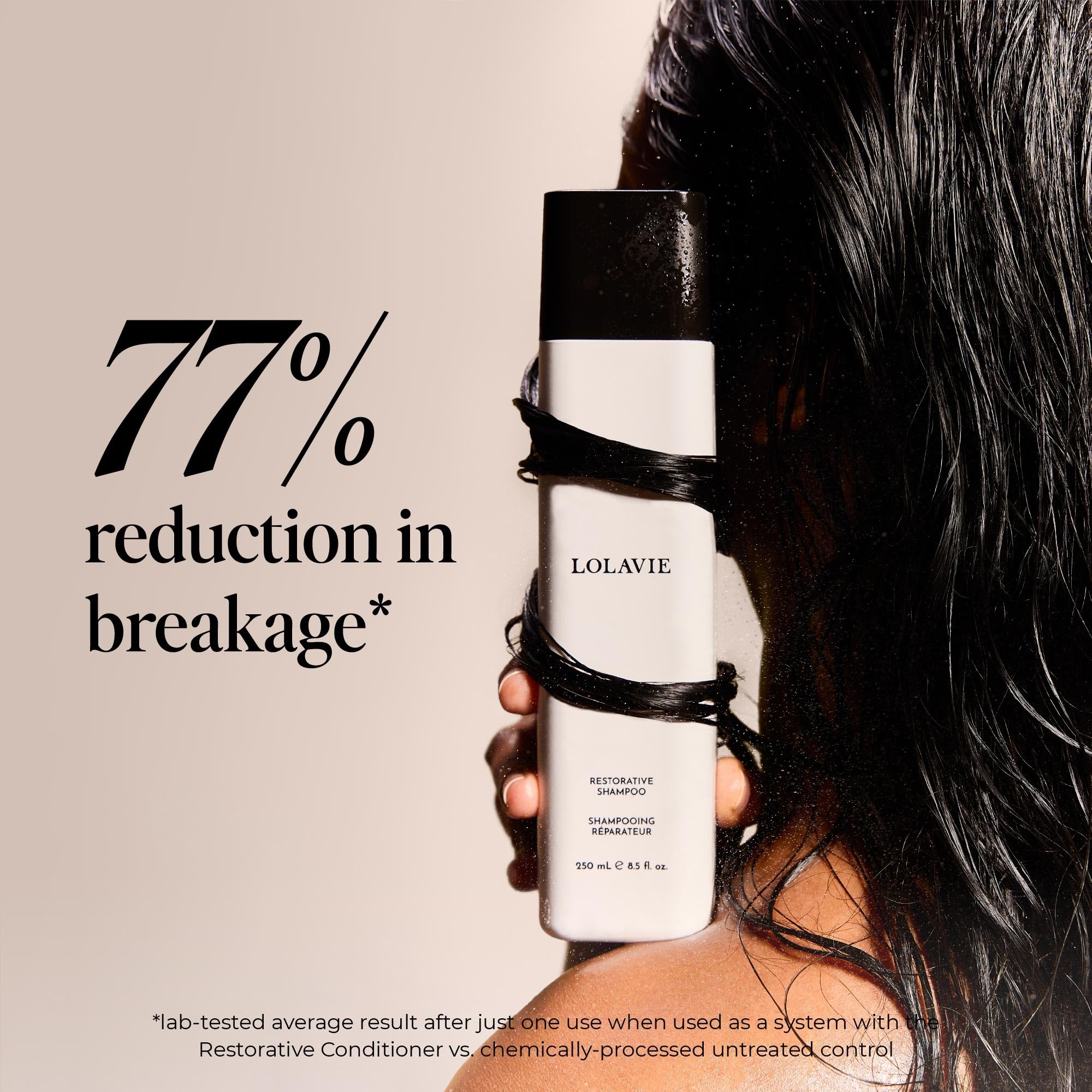 Luxurious foam from LolaVie Restorative Shampoo demonstrating sulfate-free cleansing.