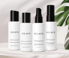LolaVie Restore & Protect Travel Kit – 4pc set for all hair types with bond-building care