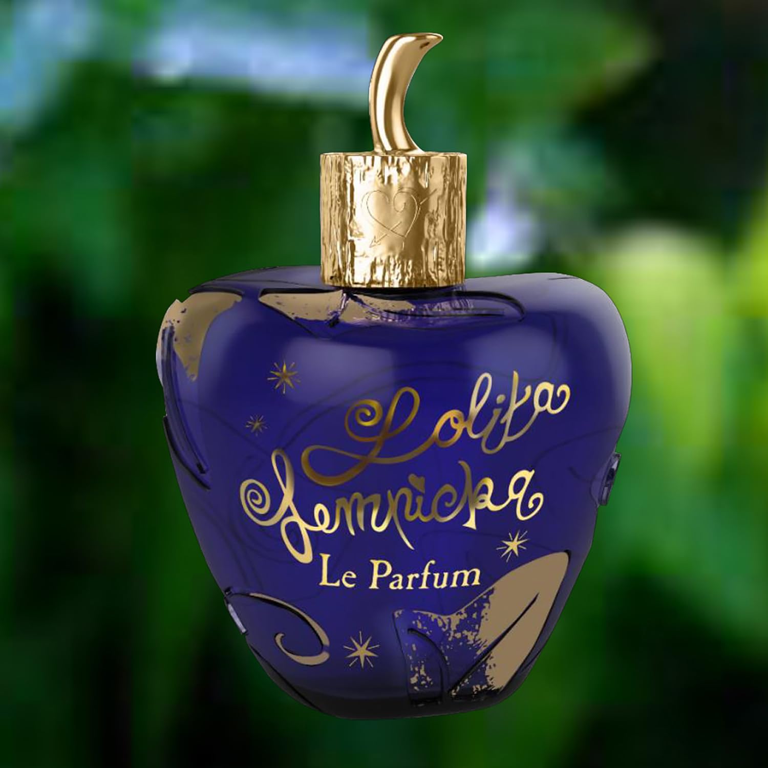 Lolita Lempicka Le Parfum violet-licorice-swirls bottle detail conveys sensory sophistication.