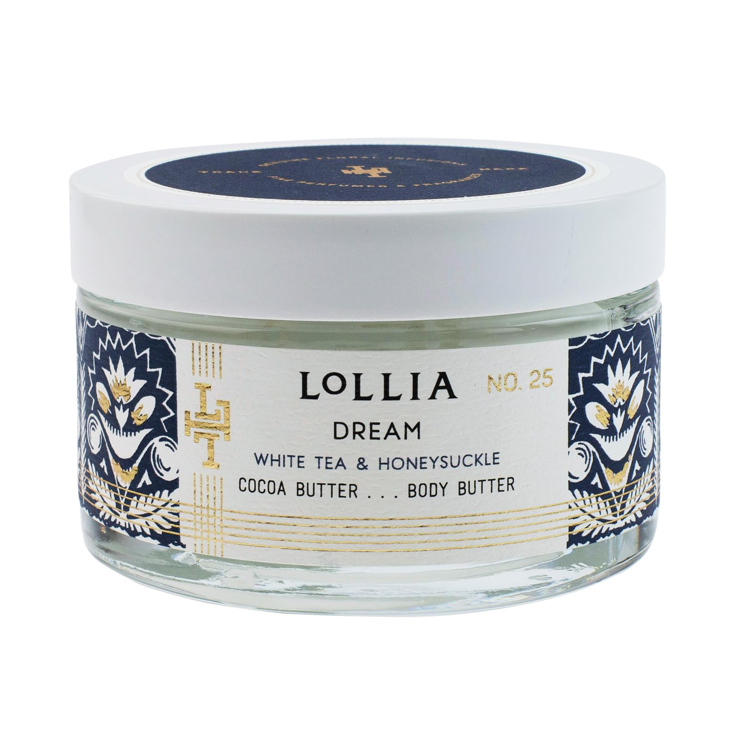 LOLLIA Dream Body Butter packaging features a floral design for luxurious self-care.