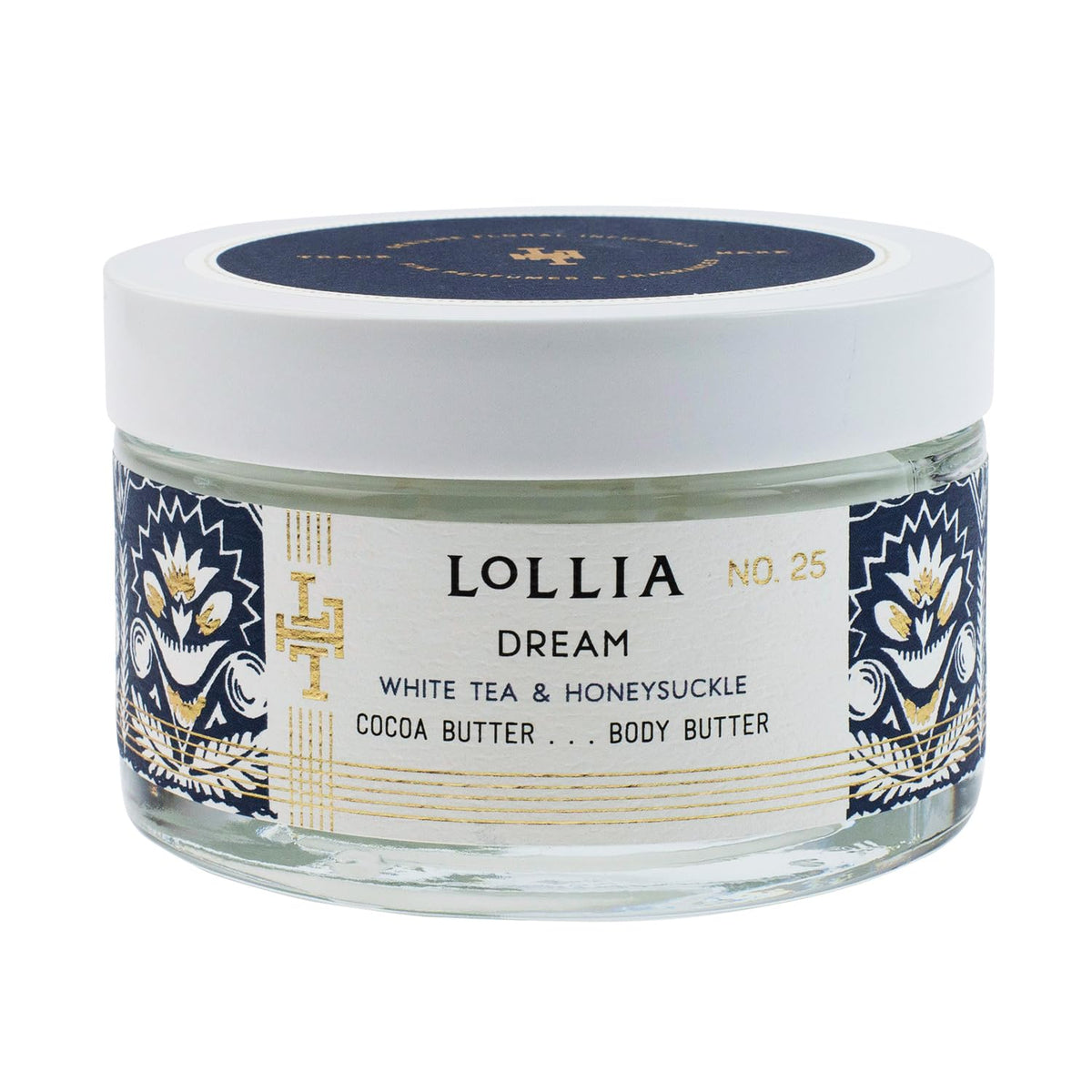 LOLLIA Dream Body Butter packaging features a floral design for luxurious self-care.